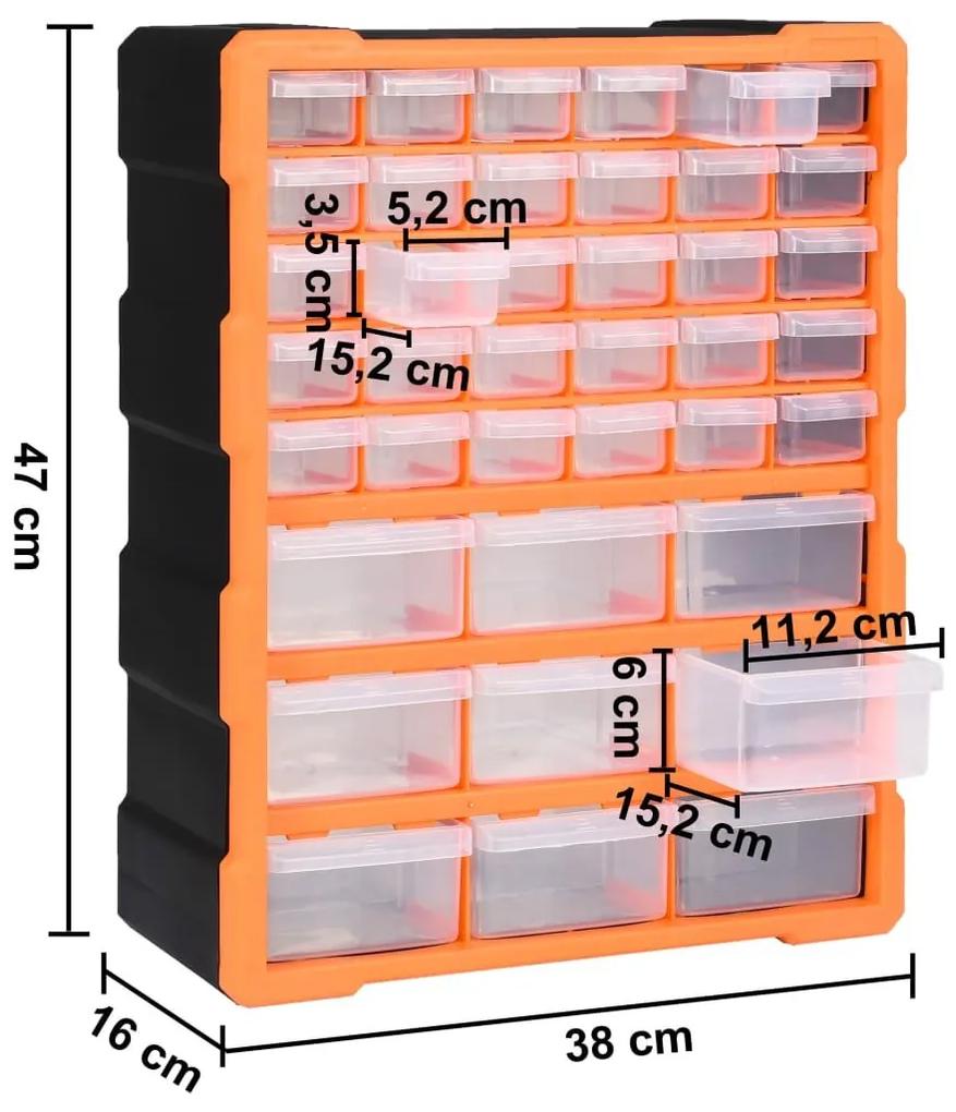 Κουτί Αποθήκευσης/Οργάνωσης με 39 Συρτάρια 38 x 16 x 47 εκ. - Πορτοκαλί