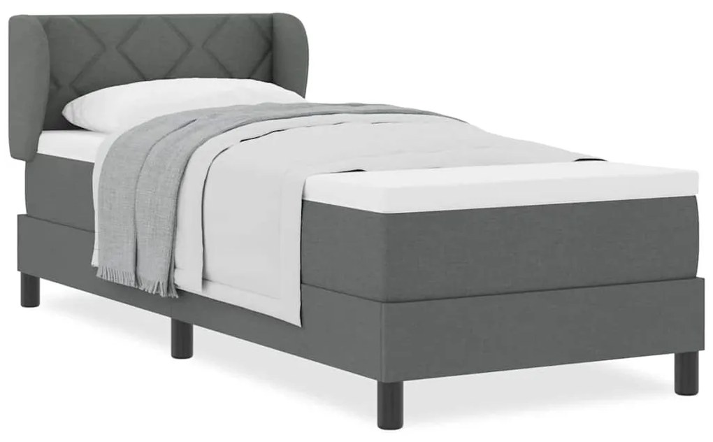 vidaXL Κρεβάτι box spring με στρώμα Σκούρο γκρι 80 x 200 cm ύφασμα