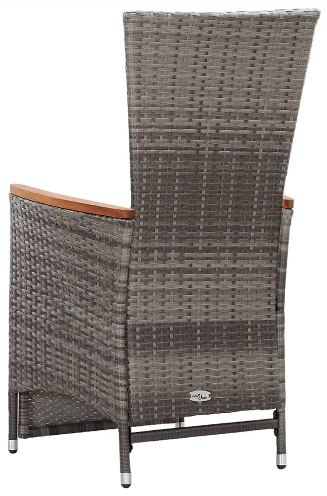 vidaXL Πολυθρόνες Κήπου Ανακλ/νες 2 τεμ. Γκρι Συνθ. Ρατάν + Μαξιλάρια