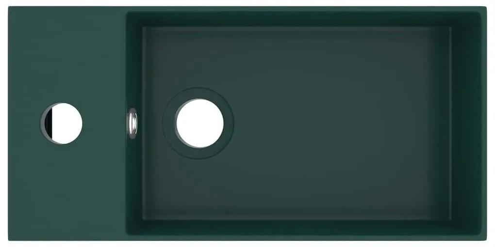 Νιπτήρας Μπάνιου με Υπερχείλιση Σκούρο Πράσινο Κεραμικός - Πράσινο