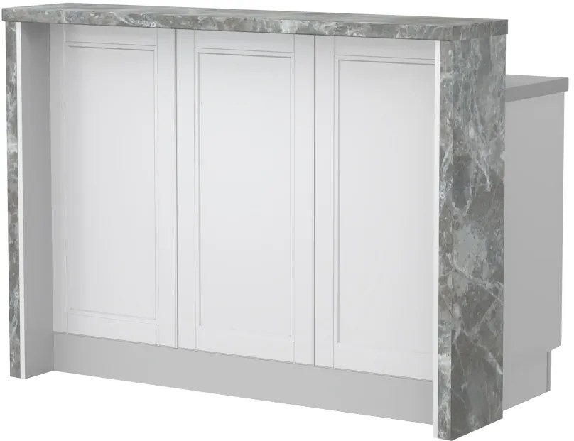 Πάγκος νησίδας Tahoma-Μήκος: 135 εκ.-Λευκό ματ-Siena Marble