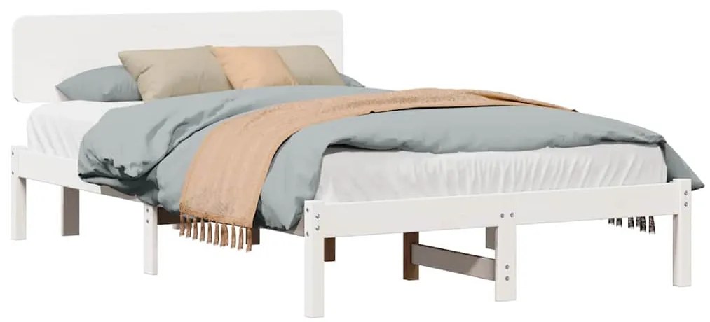 vidaXL Σκελετός Κρεβατιού Λευκό 140 x 190 cm Στερεά ξυλεία πεύκου