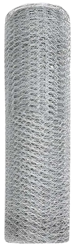 vidaXL Φράχτης Εξαγώνου Ασημί 0,6 x 10 μ Γαλβανισμένος χάλυβας