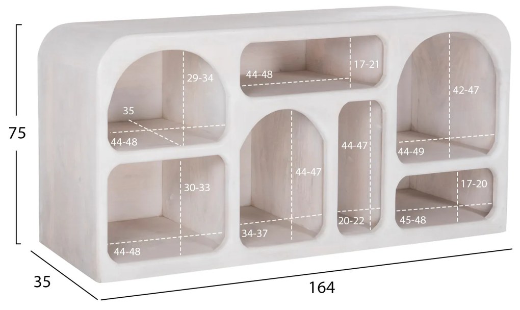 ΜΠΟΥΦΕΣ HANDYR HM9705 ΜΑΣΙΦ ΞΥΛΟ MANGO ΣΕ ΛΕΥΚΟ ΧΡΩΜΑ 165x35x75Yεκ. (1 Τεμμάχια)