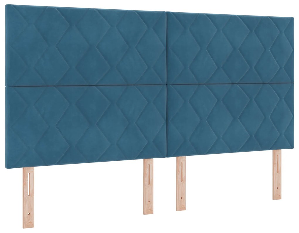 vidaXL Κρεβάτι με Στρώμα & LED Σκούρο Μπλε 180x200 cm Βελούδο