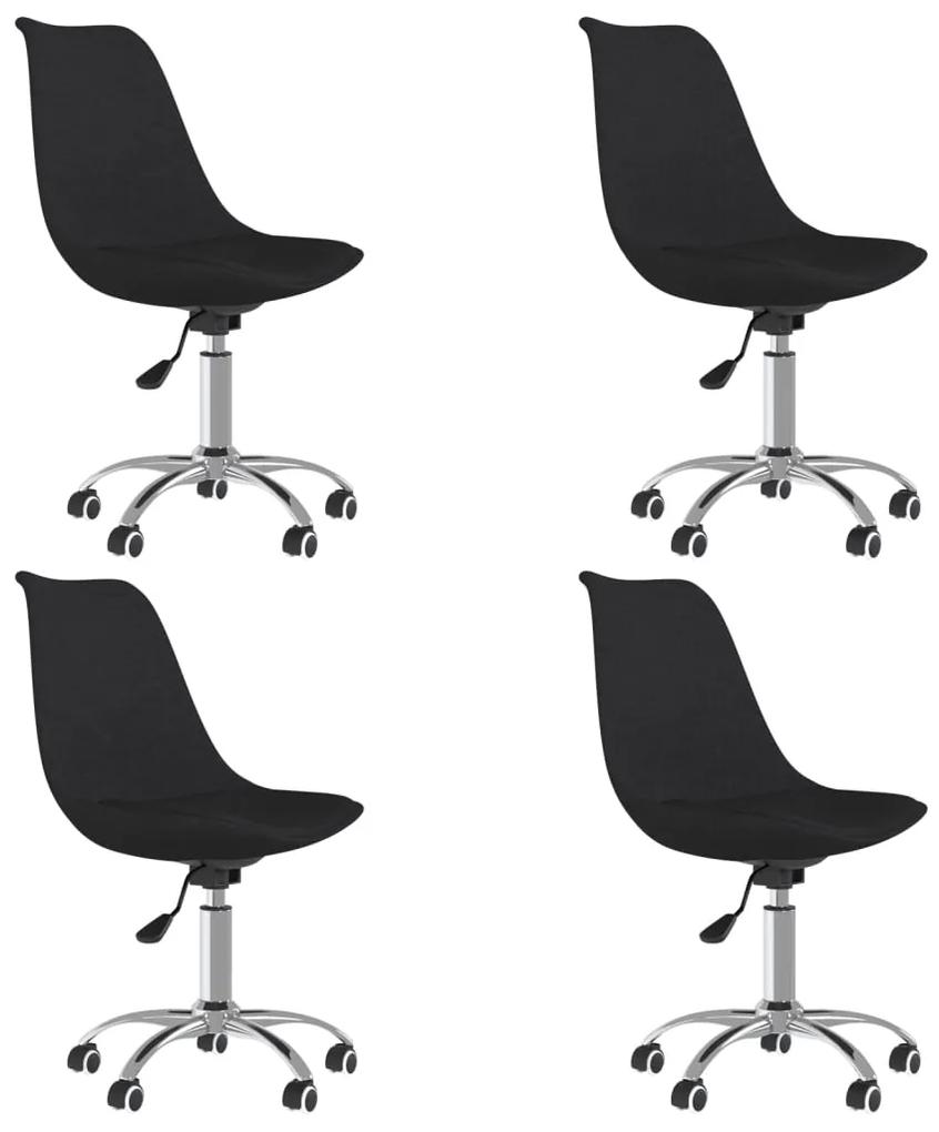 vidaXL Καρέκλες Τραπεζαρίας Περιστρεφόμενες 4 τεμ. Μαύρες Υφασμάτινες