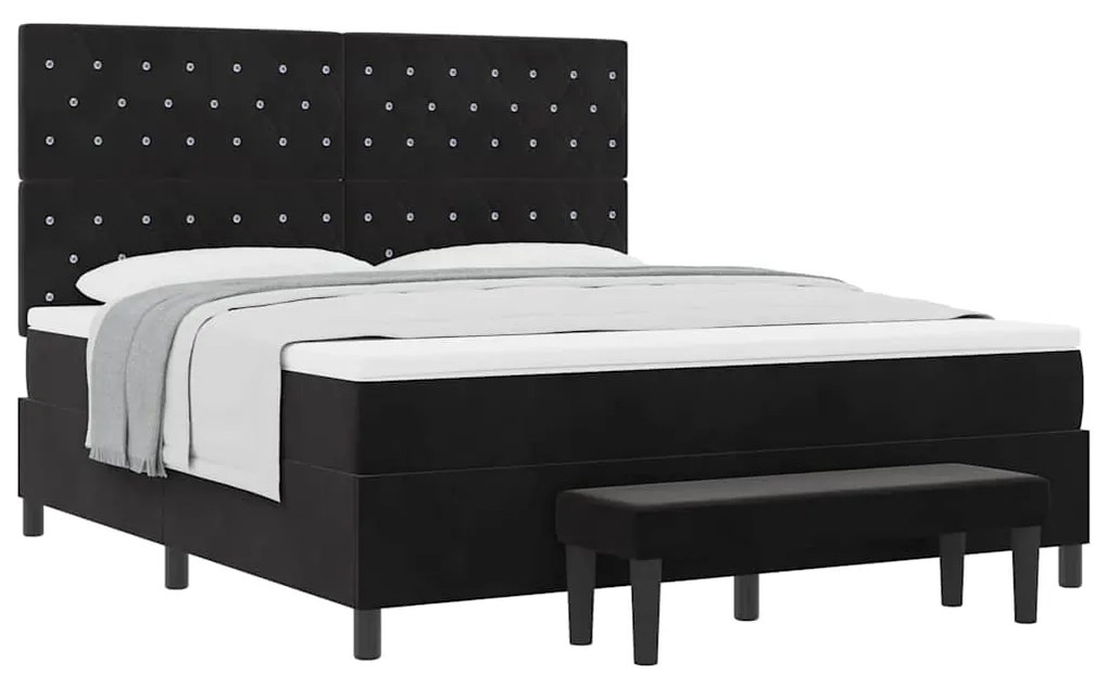 vidaXL Κρεβάτι με ελατήρια με στρώμα Μαύρο 180 x 200 cm Βελούδο