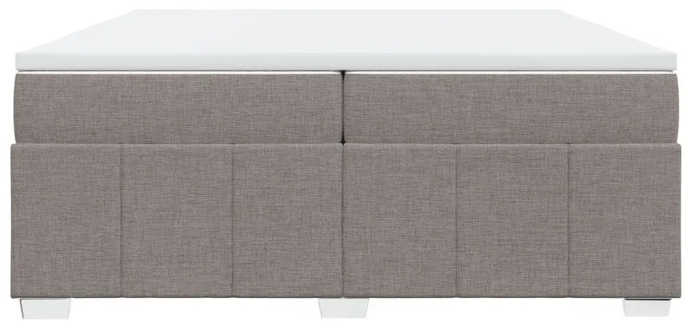 Κρεβάτι Boxspring με Στρώμα Taupe 200x200 εκ. Υφασμάτινο - Μπεζ-Γκρι