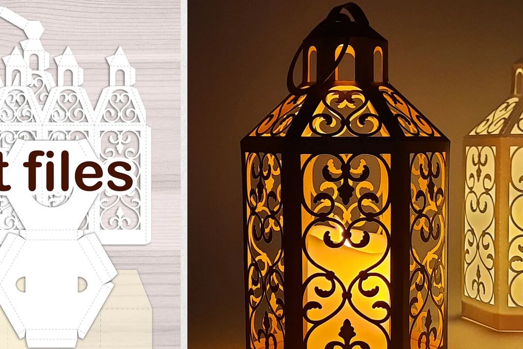 Σετ των 2 Intra απο ξύλο plywood 3mm-4mm πάχος - Κλασικό χάρτινο φανάρι  Cut  Δίασταση 20x20 cm INTRAFABR-80129607