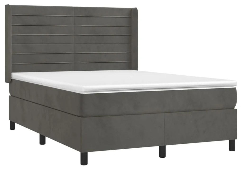 ΚΡΕΒΑΤΙ BOXSPRING ΜΕ ΣΤΡΩΜΑ ΣΚΟΥΡΟ ΓΚΡΙ 140X200 ΕΚ. ΒΕΛΟΥΔΙΝΟ 3132742