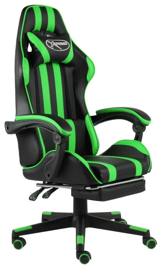 Καρέκλα Racing με Υποπόδιο Μαύρο / Πράσινο από Συνθετικό Δέρμα