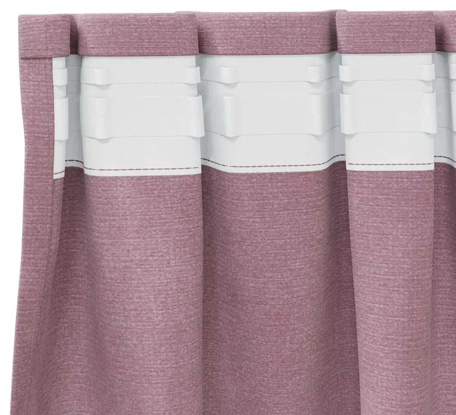 vidaXL Κουρτίνες με κουρτίνες 2 pcs Σκούρο Ροζ 140 x 225 cm Βελούδο
