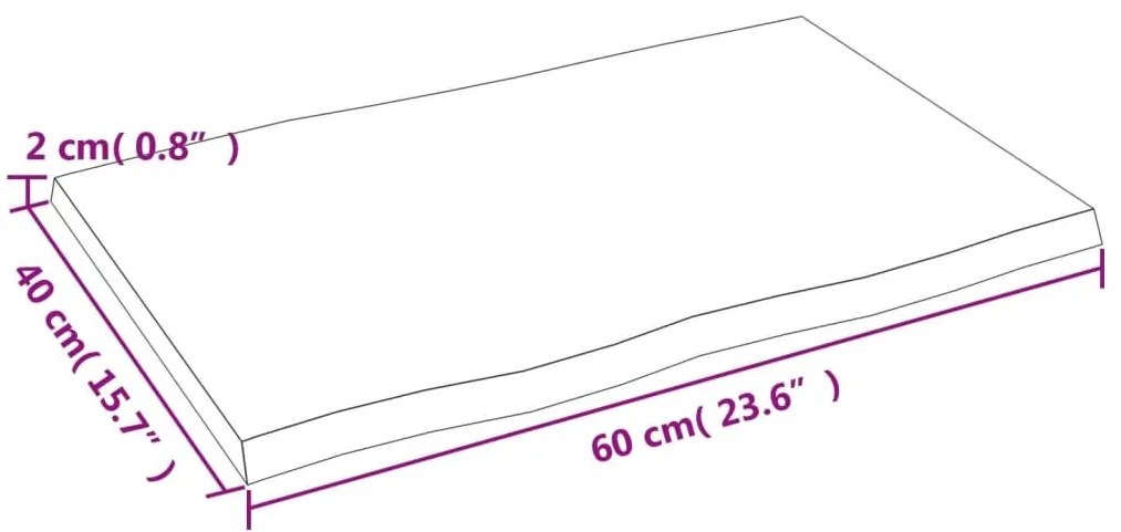 Επιφ Τραπεζιού Αν Καφέ 60x40x2εκ. Επ Μασίφ Ξύλο Δρυός Live Edge - Καφέ