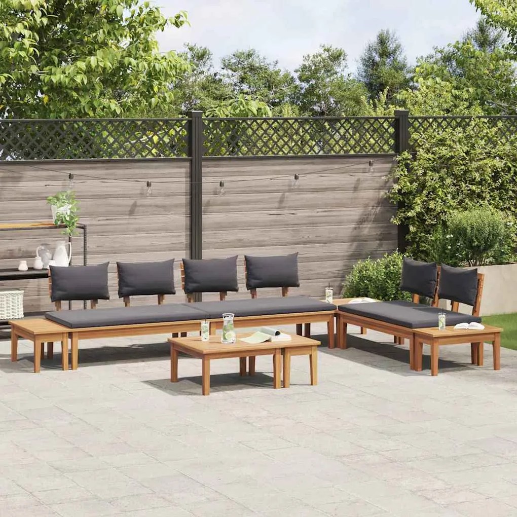 vidaXL Σετ Παγκάκι Κήπου 5 pcs Καφέ, Γκρί Πολυ rattan, βαμμένο ατσάλι