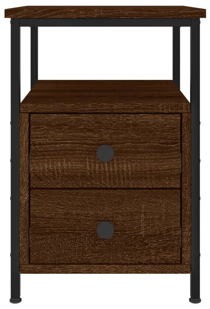 vidaXL Κομοδίνο 2 τεμ. Καφέ Δρυς 34 x 35,5 x 50 εκ. από Επεξεργ. Ξύλο