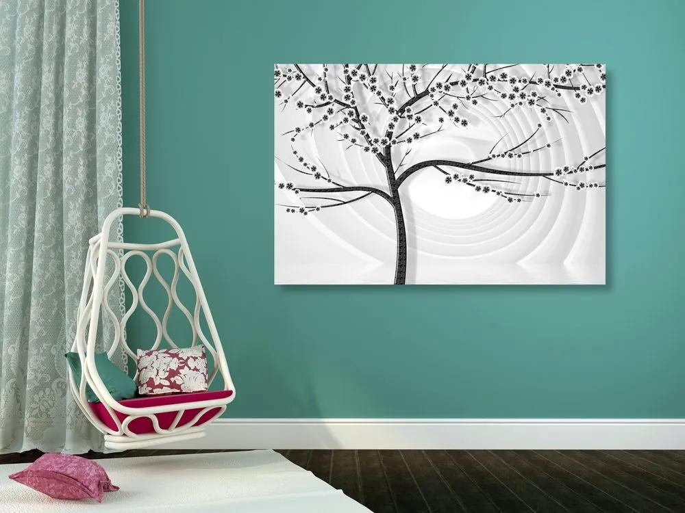 Εικόνα ενός σύγχρονου ασπρόμαυρου δέντρου σε αφηρημένο φόντο - 120x80