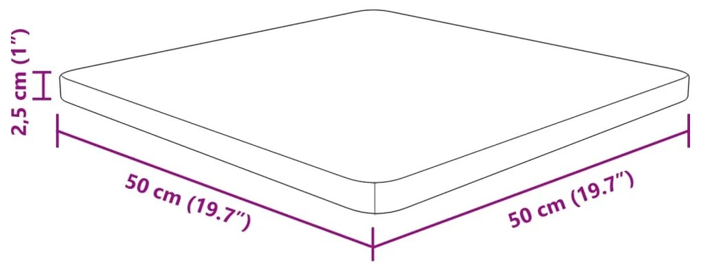 vidaXL Επιφάνεια Τραπεζιού Τετράγωνη Σκ. Καφέ 50x50x2,5 εκ. Ξύλο Δρυς