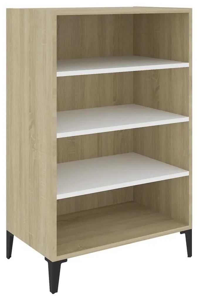 Ραφιέρα Λευκό και Sonoma Δρυς 57 x 35 x 90 εκ. από Επεξ. Ξύλο - Λευκό