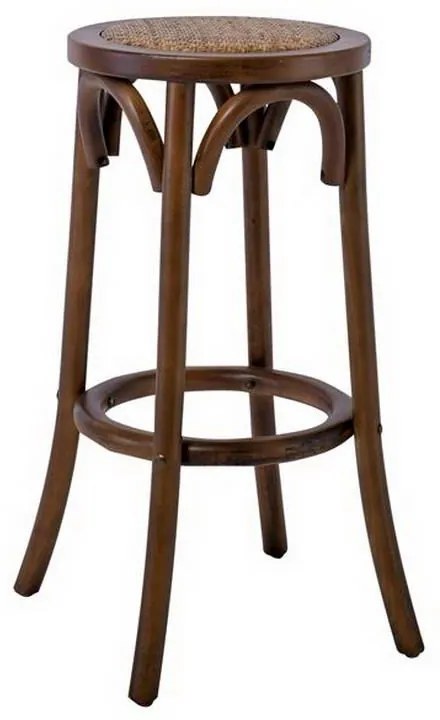 Σκαμπό Bar Vienna Ε7023,2 36x36x71cm Walnut Rattan,Ξύλο