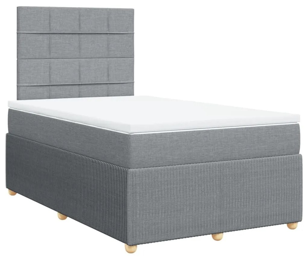 Κρεβάτι Boxspring με Στρώμα Ανοιχτό Γκρι 120x190 εκ. Υφασμάτινο - Γκρι