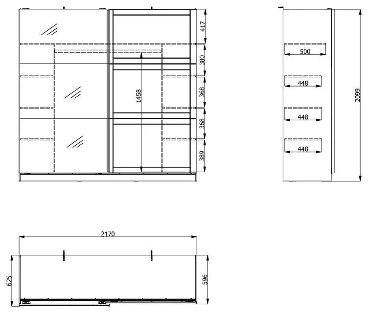 Ντουλάπα Valencia με Καθρέφτη 220 Γκρί - Artisan Oak - Γκρί Μάτ 220x62.5x214 εκ. 220x62.5x214 εκ.