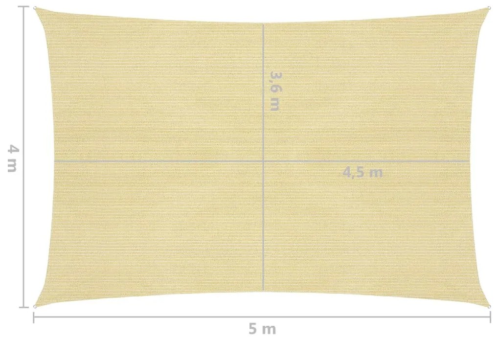 vidaXL Πανί Σκίασης Μπεζ 4 x 5 μ. από HDPE 160 γρ/μ²