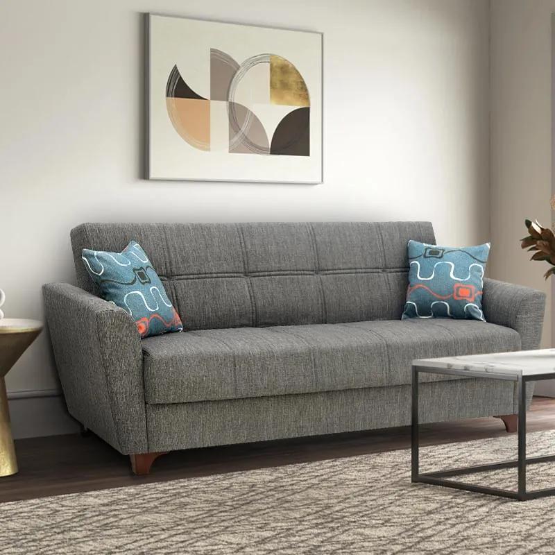 Καναπές - κρεβάτι Jason Megapap τριθέσιος υφασμάτινος με αποθηκευτικό χώρο σε χρώμα γκρι 216x85x91εκ. - Ύφασμα - GP014-0002,3