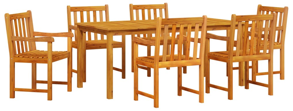 vidaXL Σετ Τραπεζιού Φαγητού 7 pcs Φυσικό ξύλο 180 x 90 x 75 cm