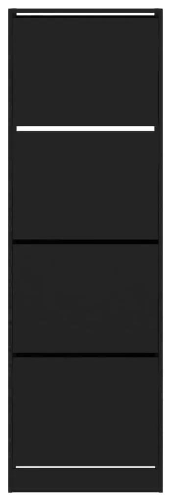 Παπουτσοθήκη με 4 Ανακλινόμενα Συρτάρια Μαύρη 60x34x187,5 εκ. - Μαύρο