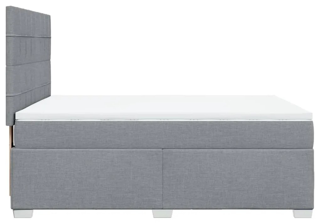 Κρεβάτι Boxspring με Στρώμα Ανοιχτό Γκρι 140x190 εκ. Υφασμάτινο - Γκρι