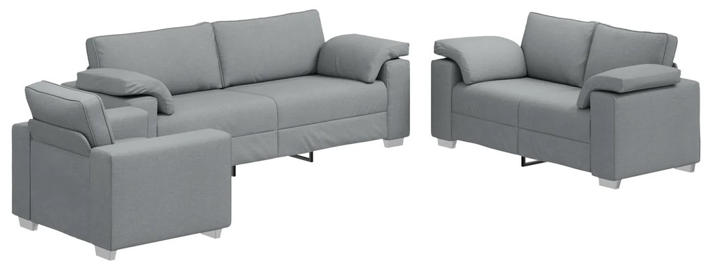 vidaXL Σετ Καναπέ με μαξιλάρι 3 pcs Γκρι 219 x 77 x 82 εκ ύφασμα