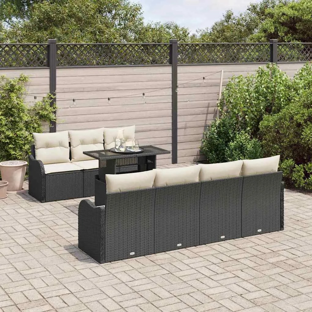 vidaXL Σετ Καναπέ Κήπου 8 pcs Μαύρο 100 x 55 x 73 εκ Πολυ ράταν