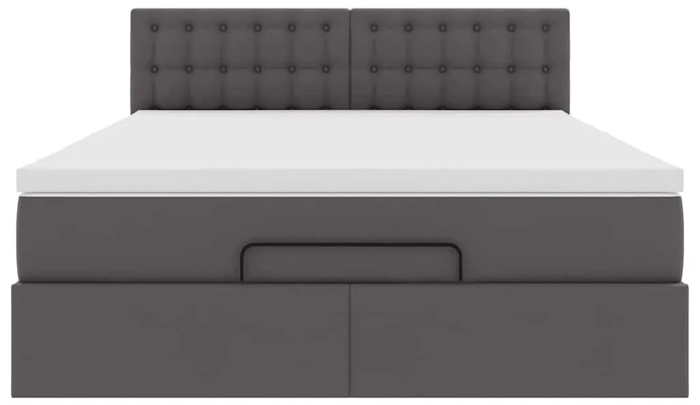 Οθωμανικό κρεβάτι με στρώματα &amp; LEDs Γκρι Faux Leather 3312155