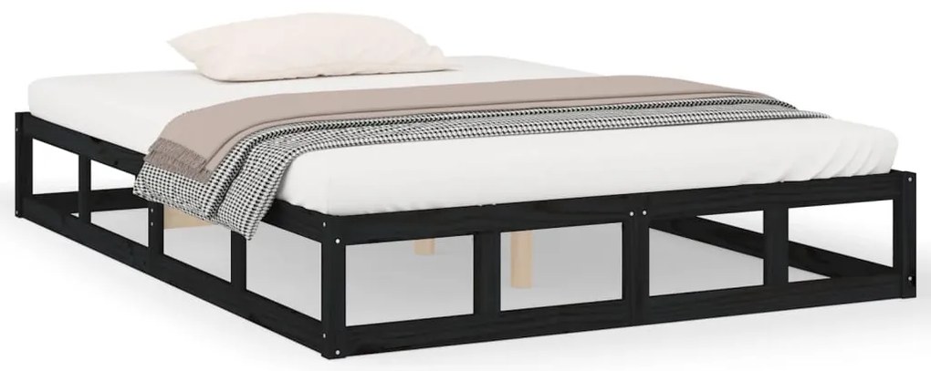 vidaXL Πλαίσιο Κρεβατιού Μαύρο 200 x 200 εκ. από Μασίφ Ξύλο