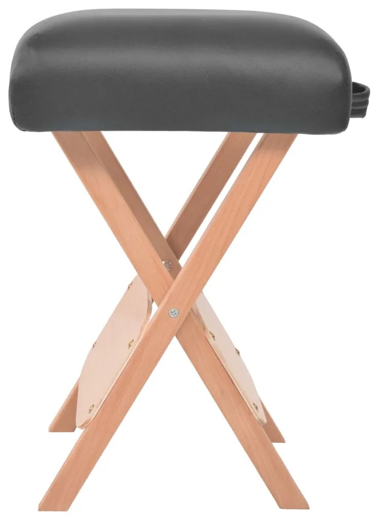 vidaXL Κρεβάτι Μασάζ 3 Θέσεων Πτυσσόμενο Μαύρο Πάχος 10 εκ. και Σκαμπό