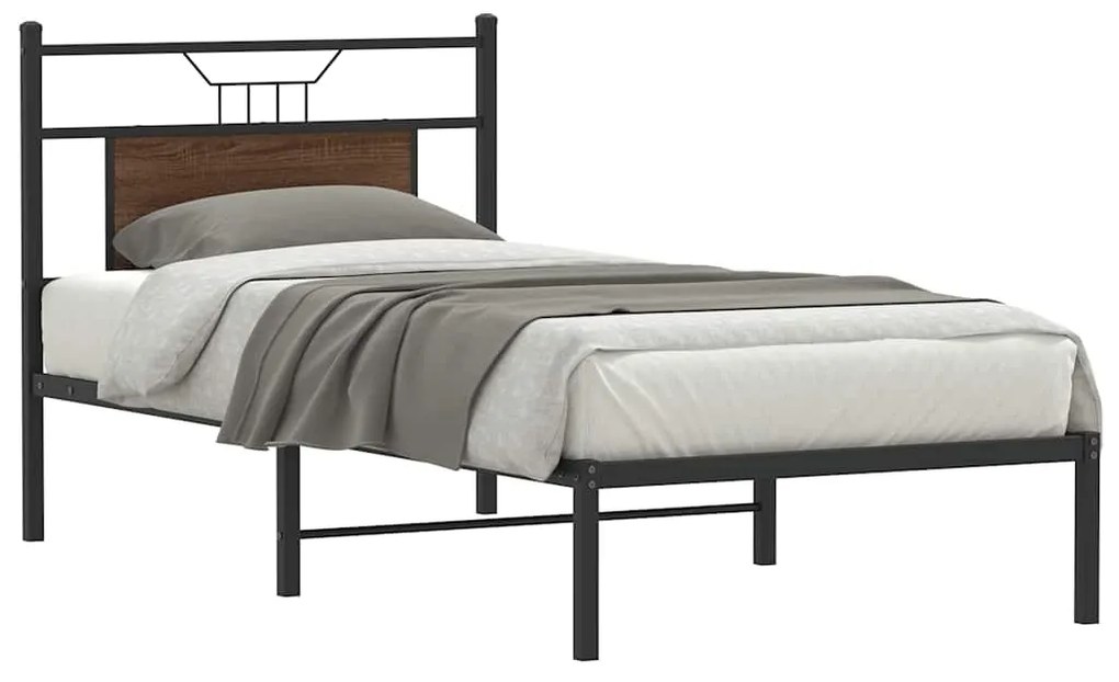 Πλαίσιο Κρεβ. Χωρ. Στρώμα Καφέ Δρυς 90 x 190 εκ. Επεξ. Ξύλο