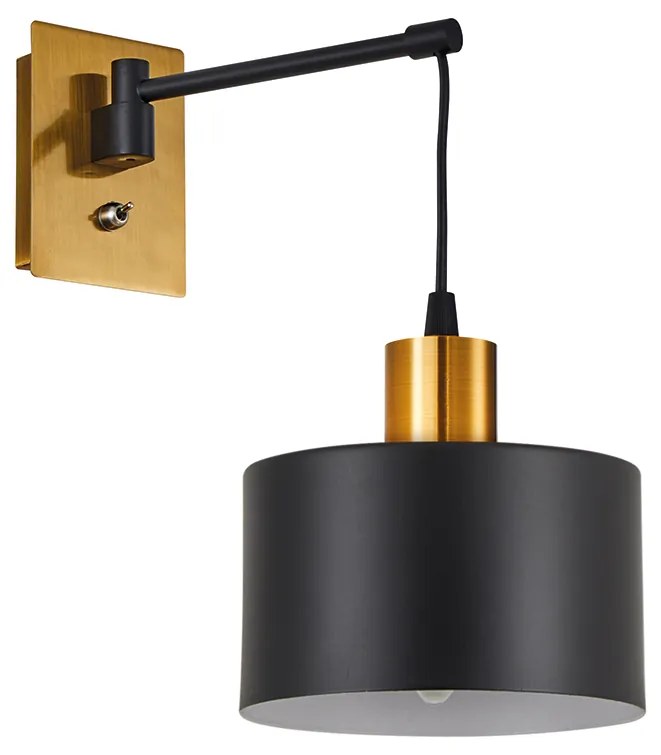 Φωτιστικό Τοίχου - Απλίκα SE21-GM-9-MS1 ADEPT WALL LAMP Gold Matt and Black Metal Wall Lamp Black Metal Shade+ - 77-8359 - 51W - 100W - 77-8359