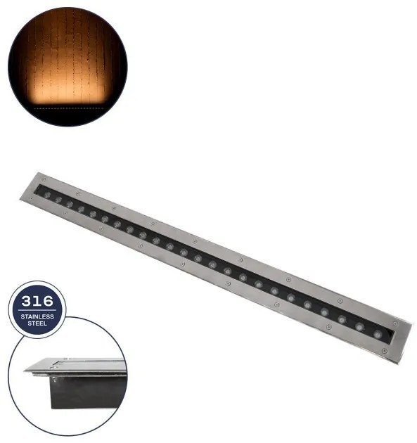 Χωνευτό Φωτιστικό Wall Washer Δαπέδου LED Αρχιτεκτονικό Πορτοκαλί UNDERGROUND-REMVI 90194-Y Globostar-90194-Y-Ασημί 90194-Y