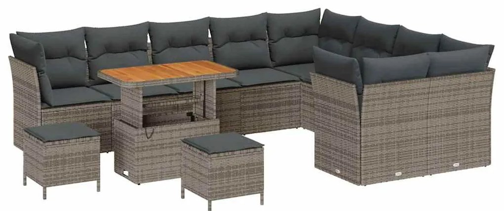 vidaXL Σετ Καναπέ Κήπου 12 pcs Γκρι συνθετικό ρατάν
