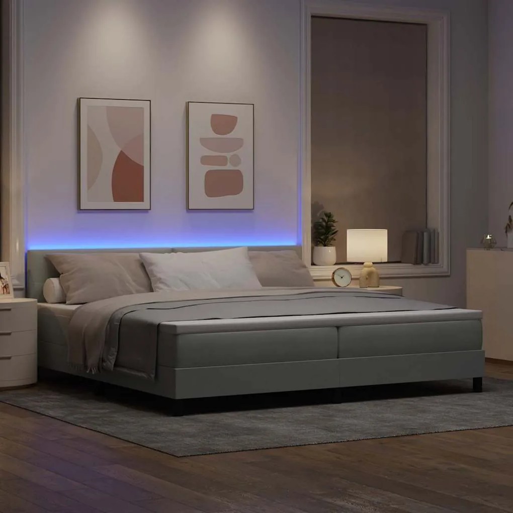 vidaXL Κρεβάτι με ελατήρια Ανοιχτό γκρι 200 x 200 cm Βελούδο