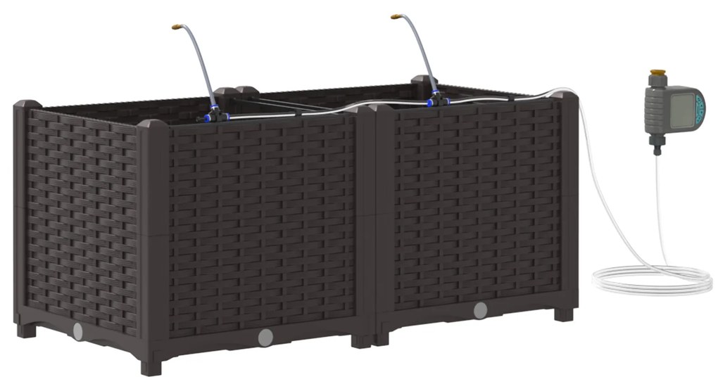 vidaXL Γλάστρες Κήπου 1 τεμ Καφέ 80 x 40 x 37.5 cm Πλαστικό