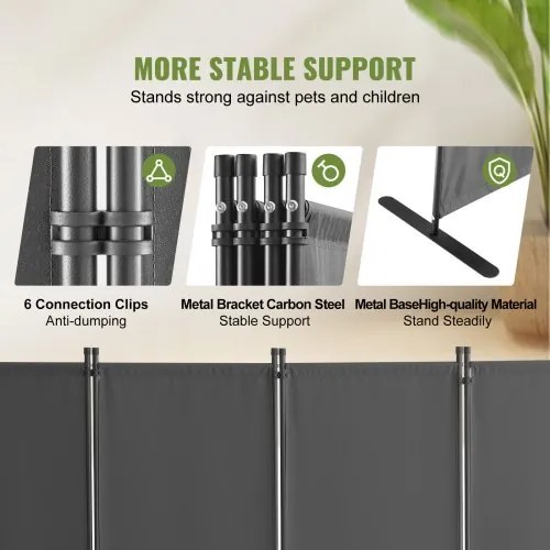 VEVOR Room Divider 4-Panel Folding Privacy Screen Fabric Partition Office Gray