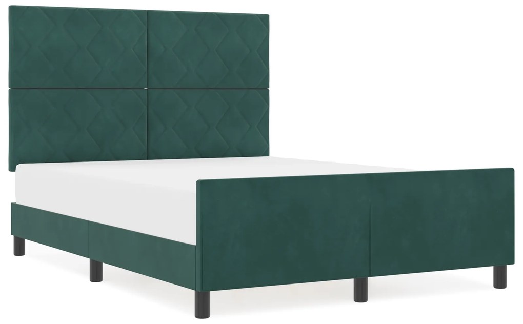 vidaXL Σκελετός Κρεβατιού Σκούρο πράσινο 140 x 200 cm Βελούδο
