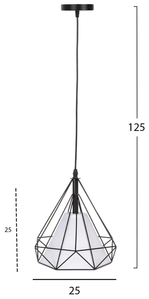 ΦΩΤΙΣΤΙΚΟ ΟΡΟΦΗΣ ΚΡΕΜΑΣΤΟ  ΜΑΥΡΟ ΜΕΤΑΛΛΙΚΟ ΚΑΠΕΛΟ-ΛΕΥΚΟ ΚΑΛΥΜΜΑ ΛΑΜΠΤΗΡΑ 25x25x125Y εκ.