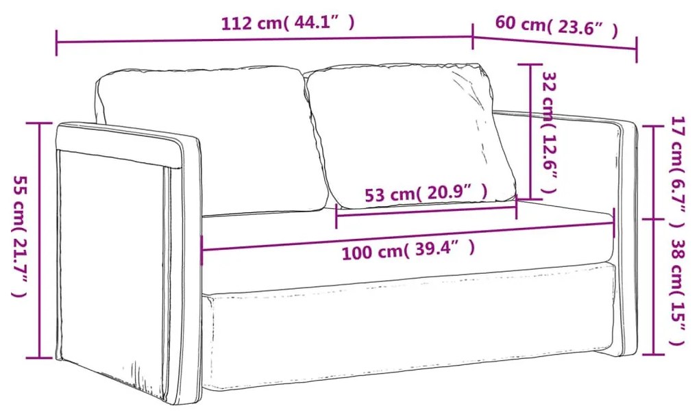 Καναπές-Κρεβάτι Δαπέδου 2 σε 1 Κρεμ 112x174x55 εκ. Ύφασμα - Κρεμ