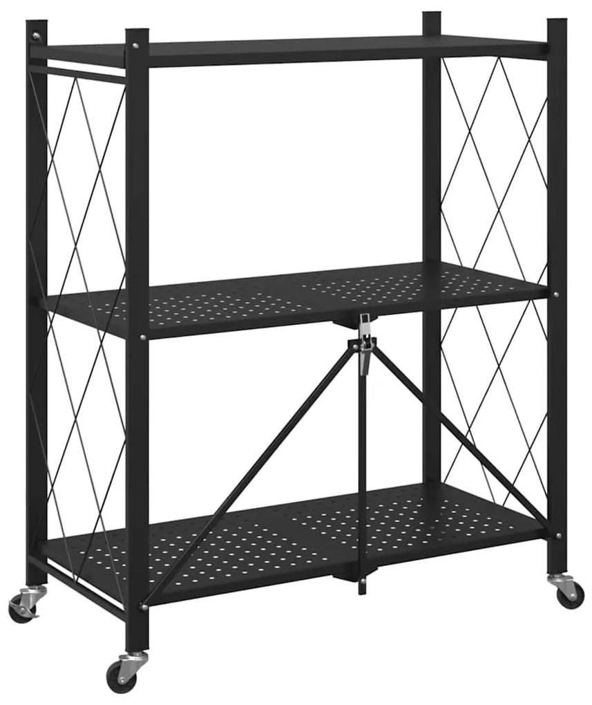 Ράφι αποθήκευσης σε ρόδες Μαύρο 71x34x88 cm Ατσάλι