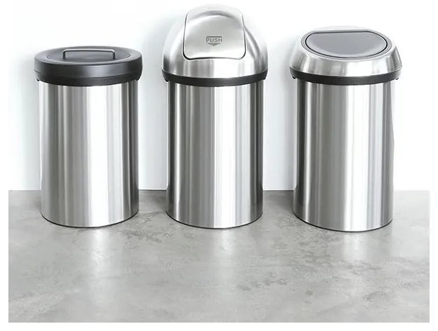 Κουτί Brabantia Touch Bin 647245, 60 λίτρα, Ομαλός και αθόρυβος βρασμός, Inox/mate