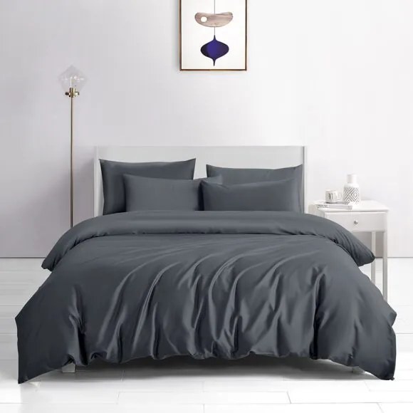 Beauty Home Σετ παπλωματοθήκη υπέρδιπλη Bamboo 300tc Art 12350 Midnight Charm 240x260 Ανθρακί
