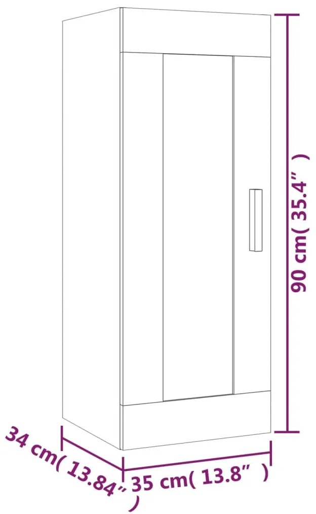 Ντουλάπι Τοίχου Γκρι Sonoma 35x34x90 εκ. Επεξεργασμένο Ξύλο - Γκρι