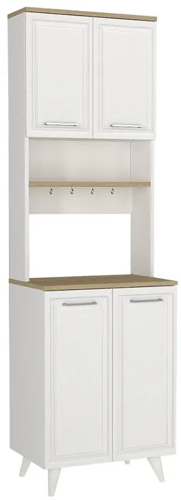 Έπιπλο κουζίνας Potter 2 Megapap χρώμα λευκό - rota oak 60x40x196,1εκ.